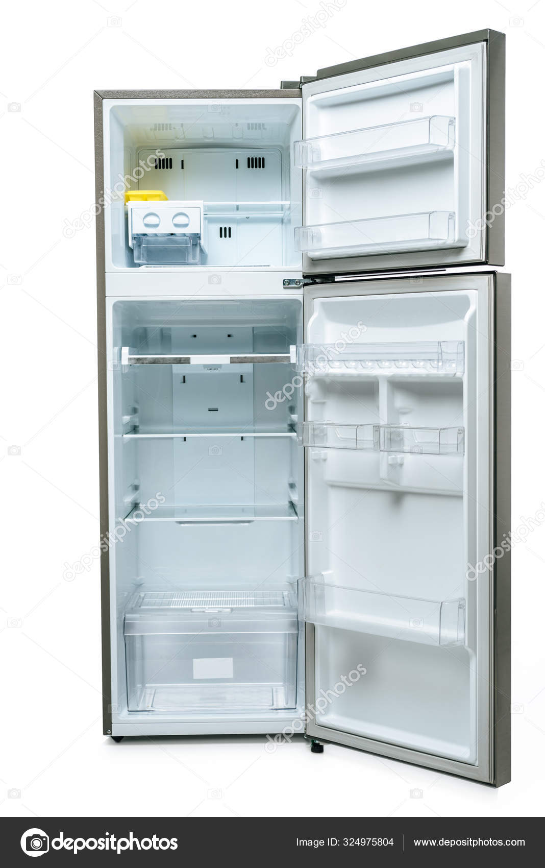 Empty Open Fridge Freezer Isolated White Stock Photo by ©IgorVetushko  324975804